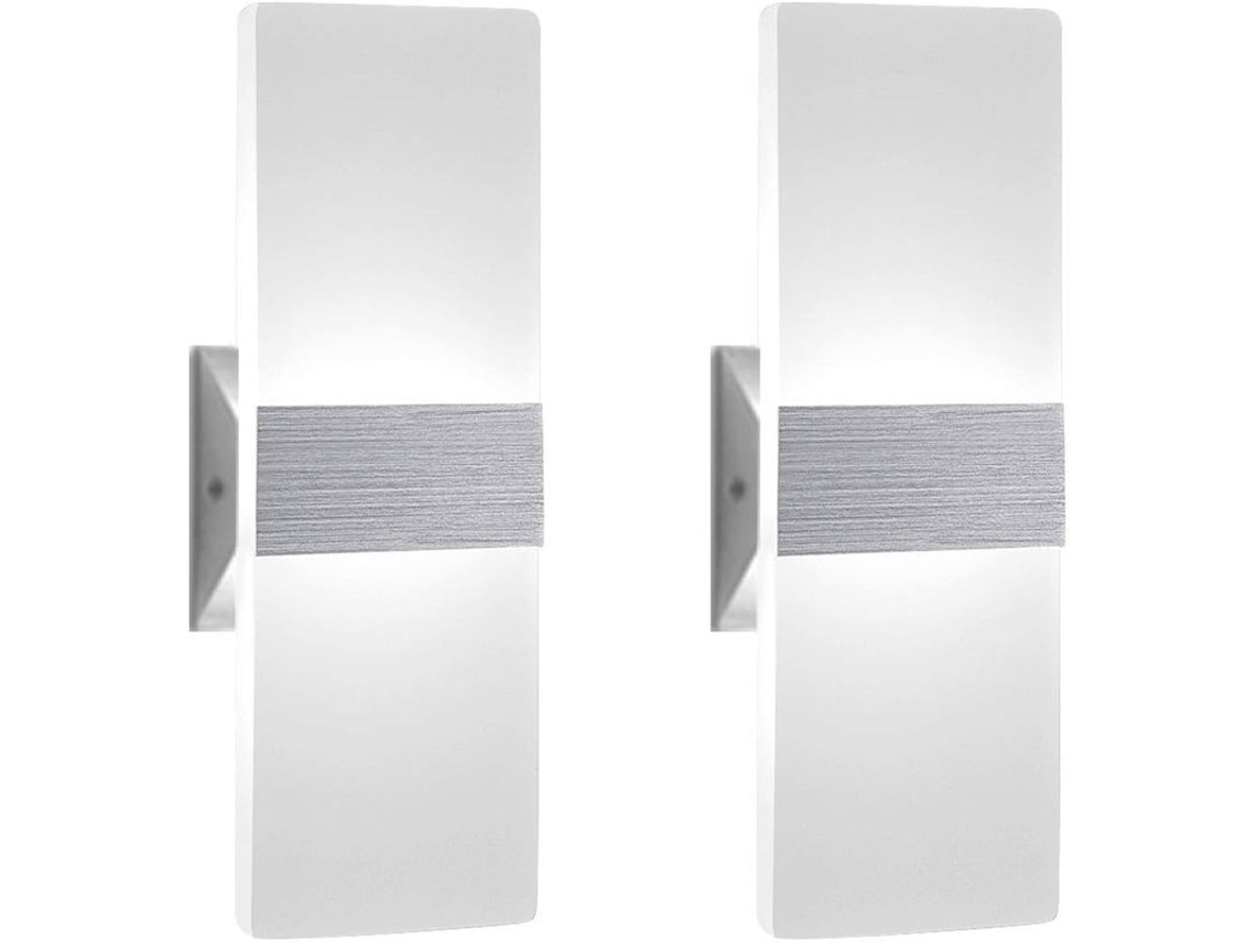 2026-lámpara De Pared Led Moderna 12w Set De 2, Acrílico Y Aluminio, Blanca Fría, Cableada, Instalación Fácil