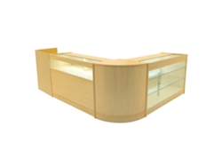Conjunto de mostrador comercial Polaris | Arce | CM60 B1500 K1500 TB60 | MDF y vidrio templado | Estantes y Monstershop