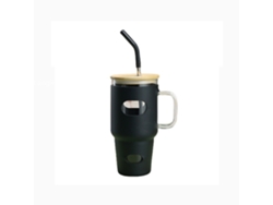 Botella agua vidrio 946 ml (32 oz) con tapa y pajita. Asa, vaso y funda de silicona incluidos.