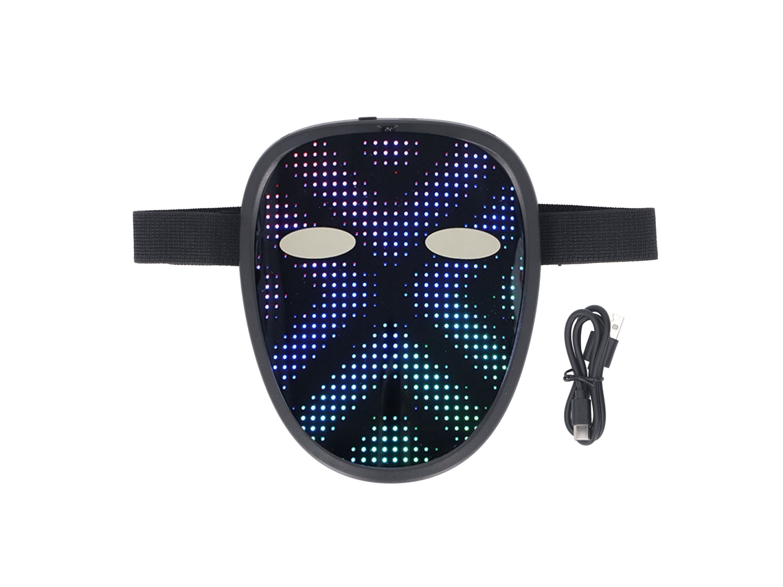 Máscara facial LED con 28x32 píxeles, 30 imágenes, 40 animaciones y sensor de gestos: iluminada para fiestas de disfraces.