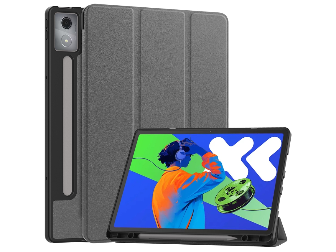 Capa Para Lenovo Xiaoxin Pad Pro 12.7 2025 Tb373fu/tb375fc Com Ranhura Para Caneta Cinza