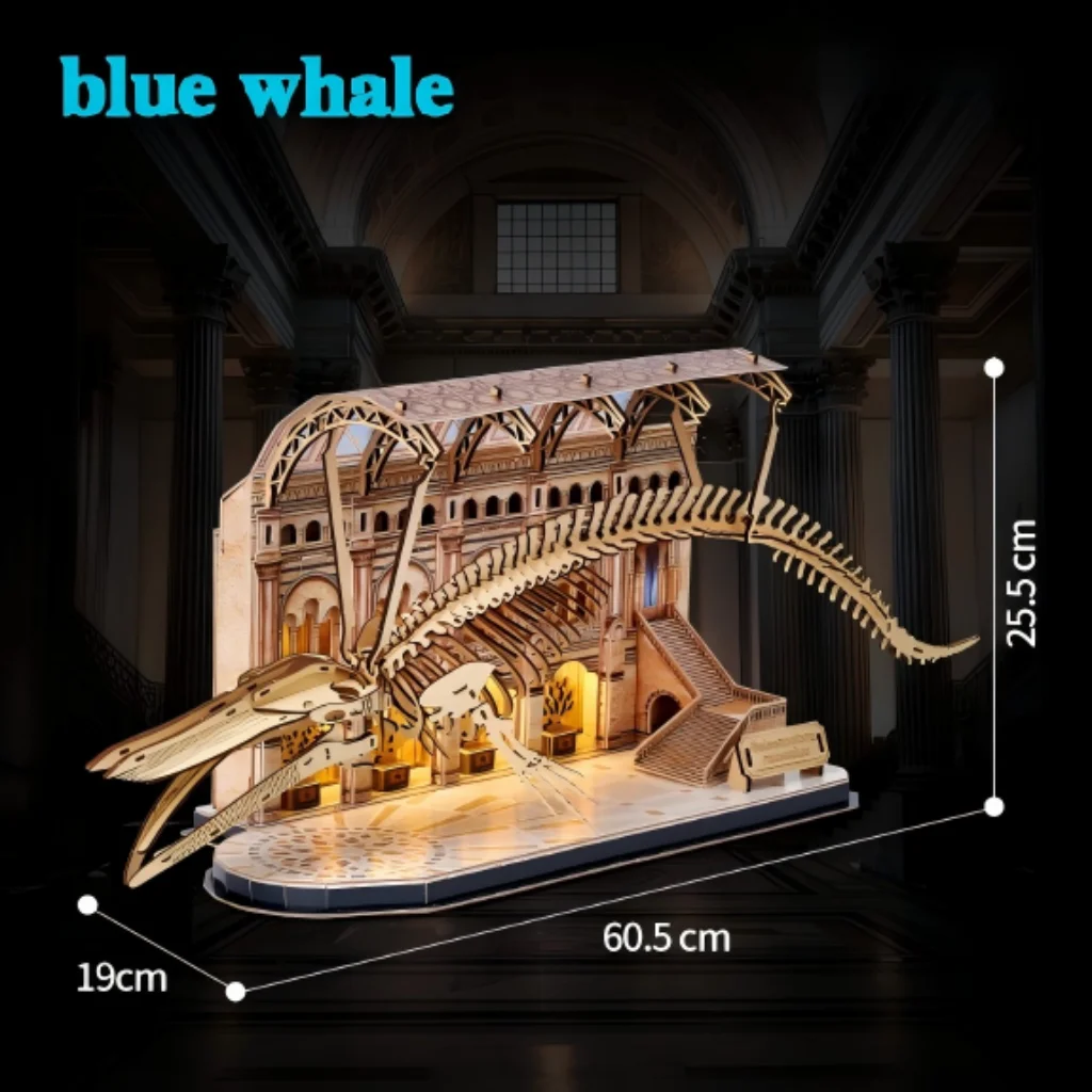 (ballena Azul) Rompecabezas De Madera 3d Modelo De Dinosaurio Del Museo De Historia Natural