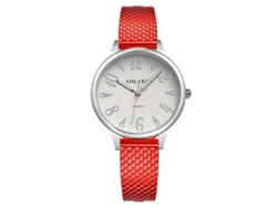 Reloj De Pulsera De Cuarzo Para Mujer Con Correa De Plástico, Estilo Casual, Rojo.
