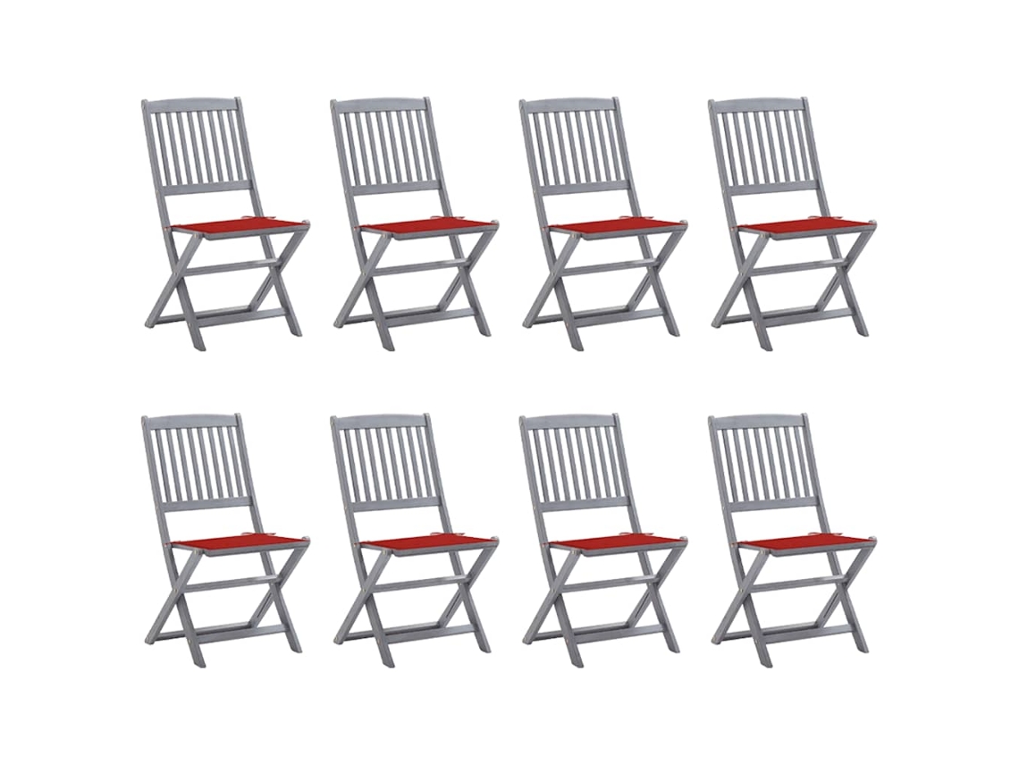 Sillas plegables de exterior DKD Home Decor de 8 piezas con cojines de acacia maciza