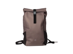 Mochila enrollable con cremallera marrón Identity 48x32x10 cm