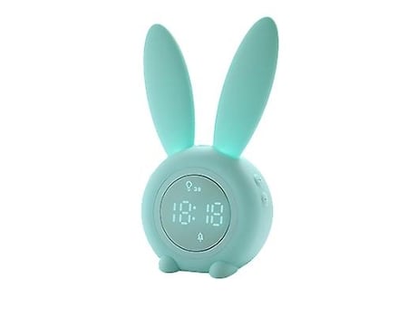 Luz de noche cronometrada magnética con sensor de sonido reloj despertador forma de conejo lindo carga USB (verde)