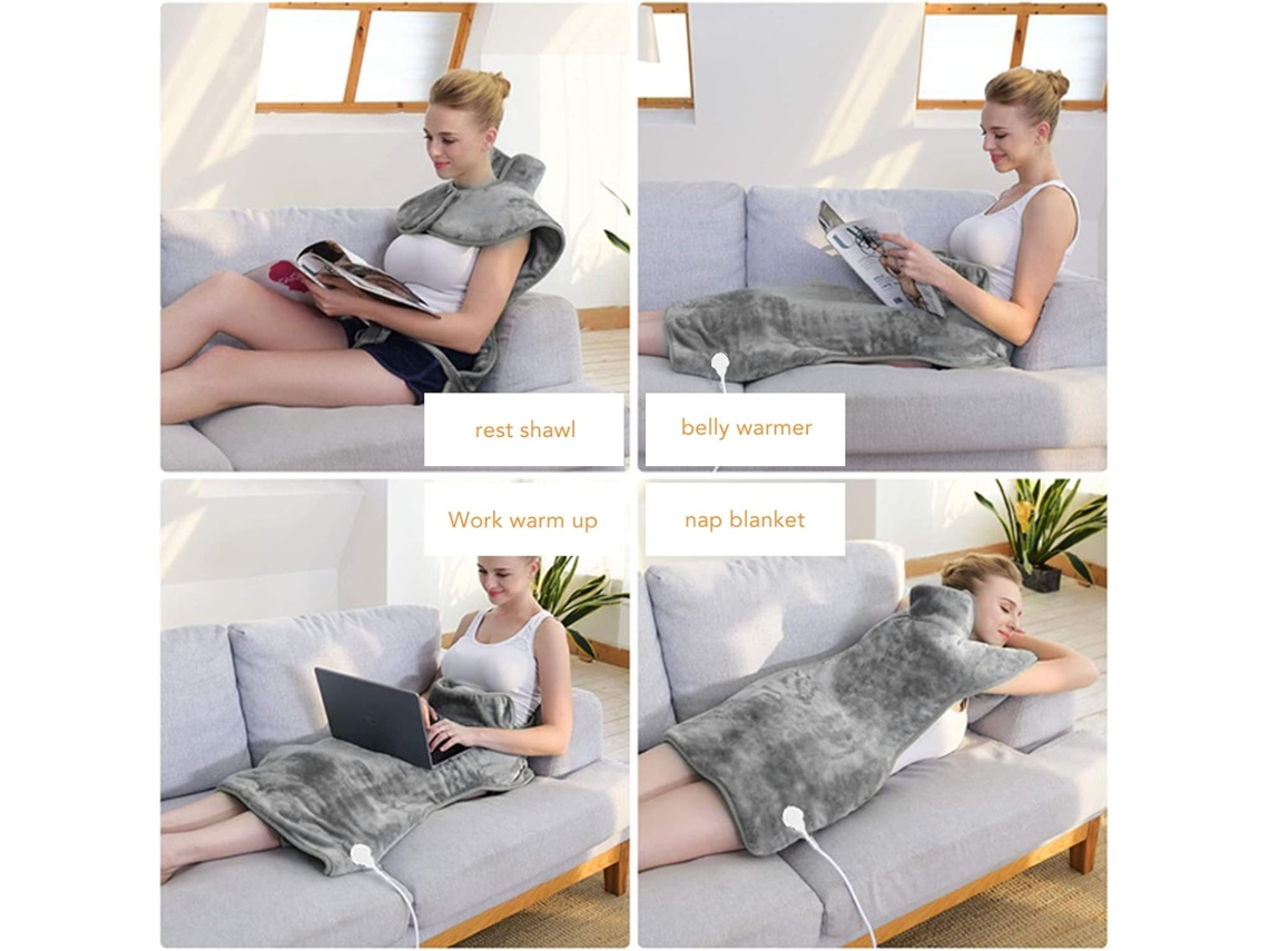 RNEMITERY Almohadilla térmica ajustable para aliviar el dolor de espalda, extragrande con tecnología de calentamiento más rápido, diseño ergonómico para cuello 