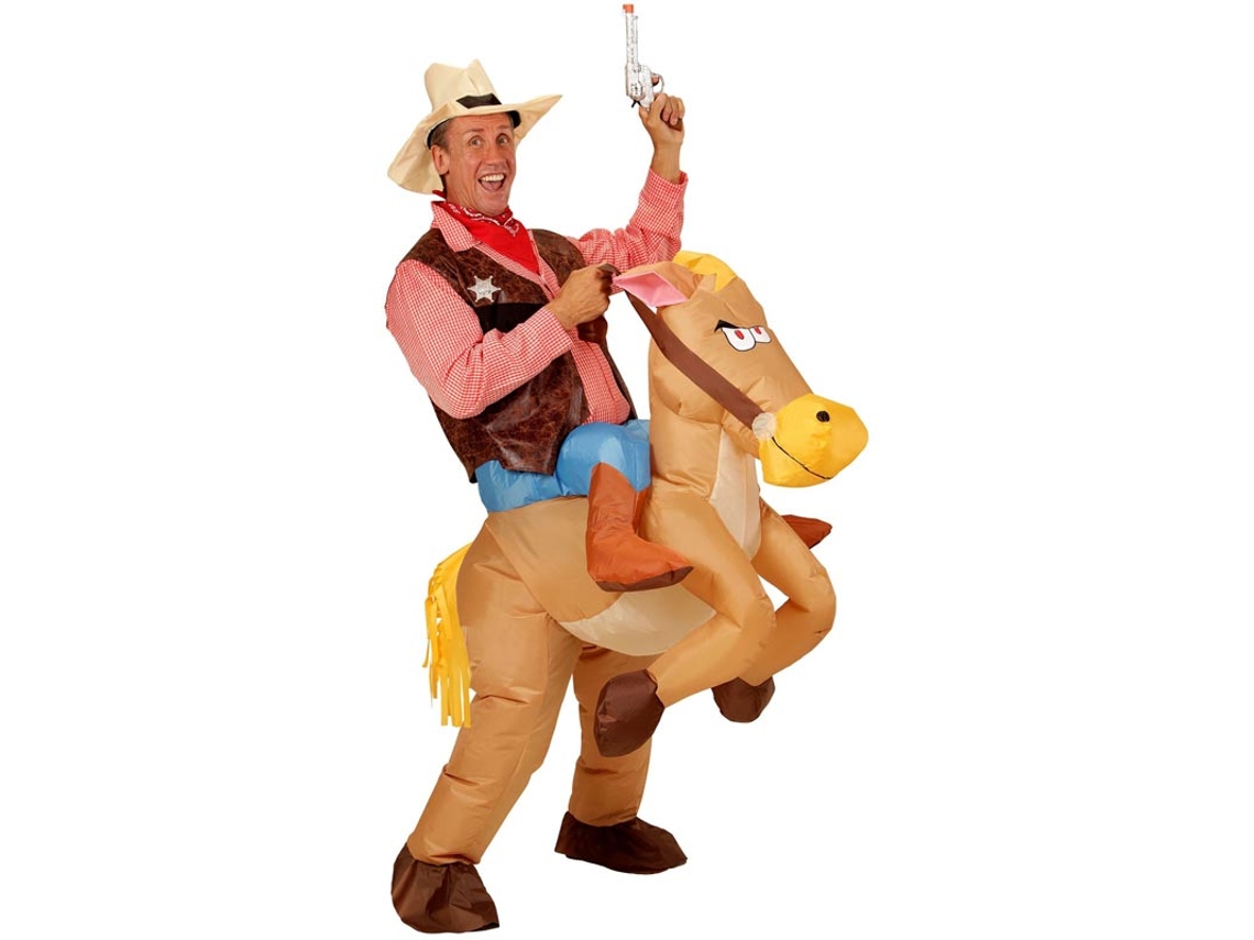 Disfraz de Vaquero sobre Caballo Hinchable para adulto
