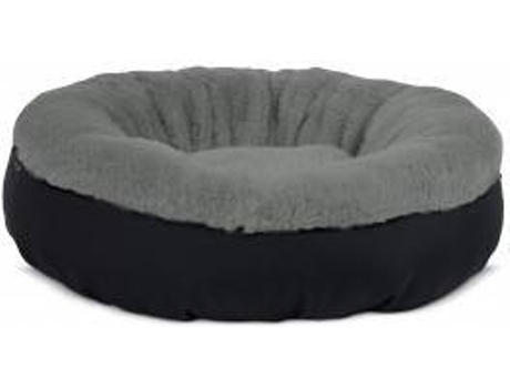 Cama Redonda para Perros y Gatos GAUTY Tela Impermeable y pelo (Gris y Negro - 57 cm)