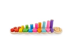 Enseñanza educativa: Juguetes de madera para niños: formas, números y desarrollo.