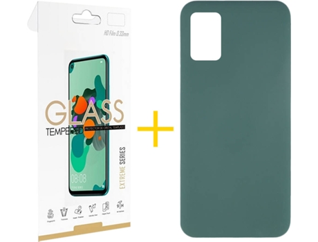 Funda y Protector de Vidrio 1x Samsung Galaxy A31 SKYHE Silicona Líquida Verde