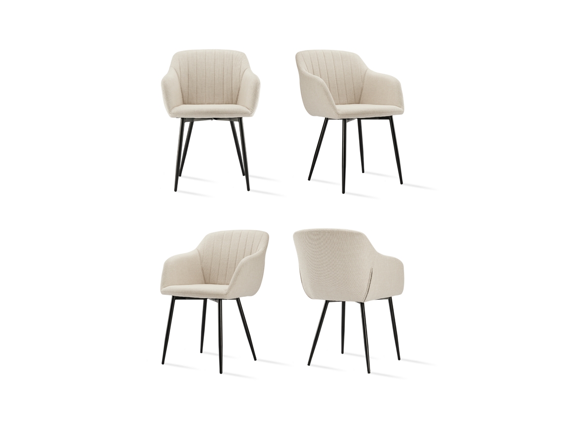 Sillas De Comedor Goeurvant 711(pack De 4, Beige, Tela)
