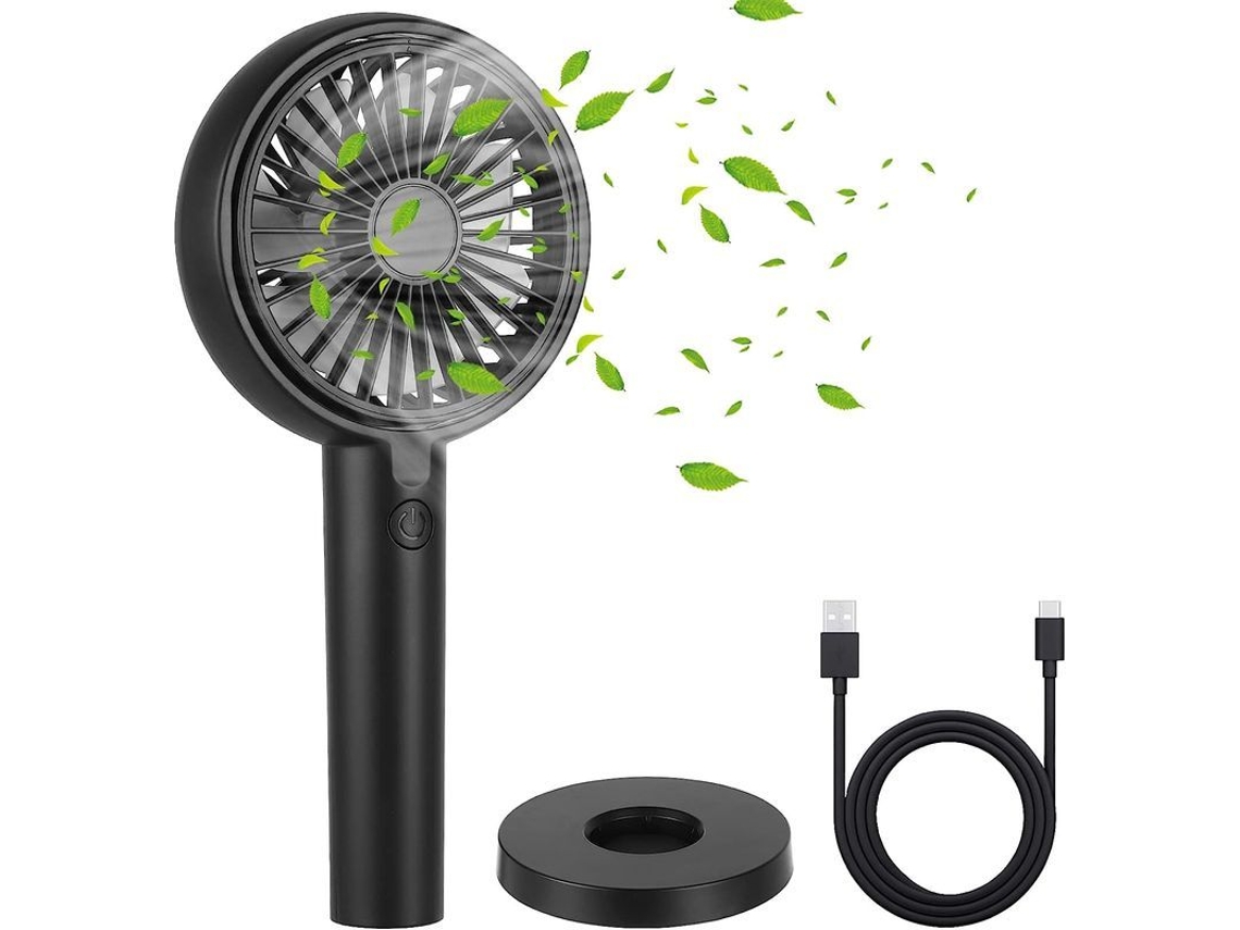 Ventilador Portátil Con Base Adhesiva, 3 Velocidades, Batería De Larga Duración Y Recargable Por Usb.