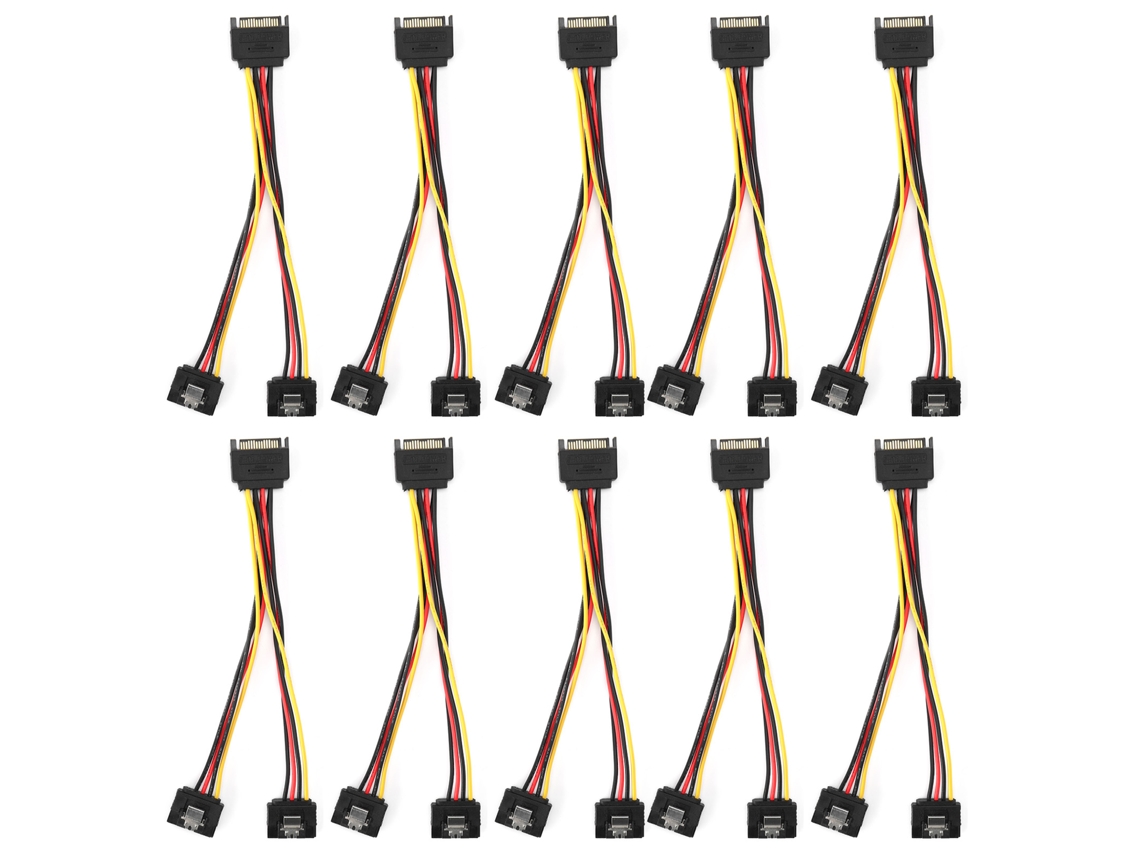 10 Adaptadores De Corriente Sata De 15 Pines, Conector Macho A 2 Hembras, Cable Divisor Para Hdd/ssd
