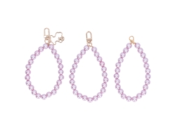 3 Pulseras De Perlas De Agua Dulce Pulidas Para Funda De Teléfono Móvil, Llavero Y Bolso, Color Morado.