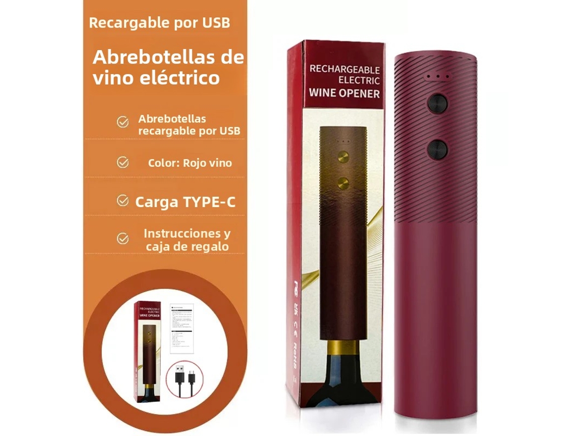 Abreventanas eléctrico con carga automática con un solo botón, utensilios de cocina y vajilla Mdug (rojo)