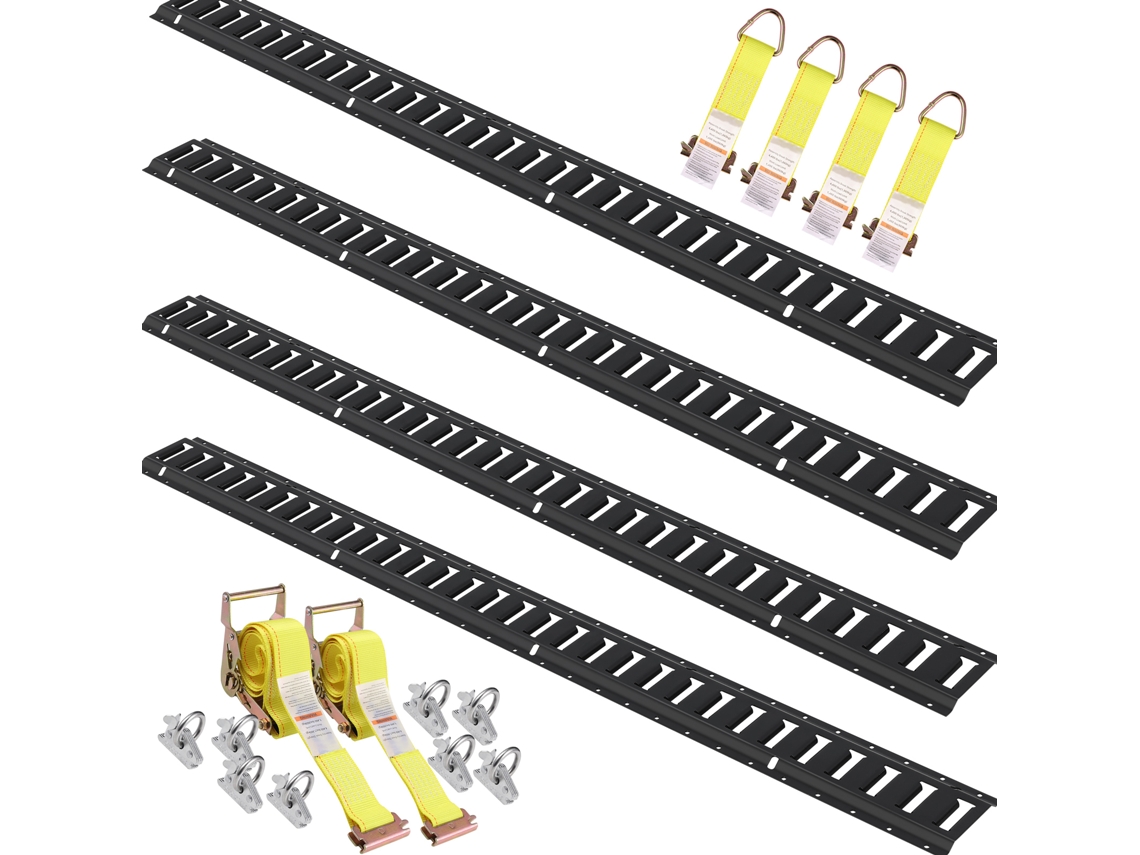 Kit de anclaje para canaletas Succebuy E-track, canaleta de 1,5 m, juego de 18 piezas, 907 kg, anclajes para canaletas y anillos, almacenamiento de carga