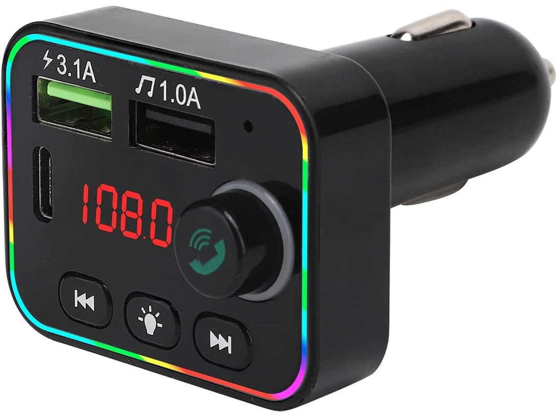 Transmisor FM Bluetooth para coche, cargador para coche, reproductor MP3 multifuncional con luz L Gokoco