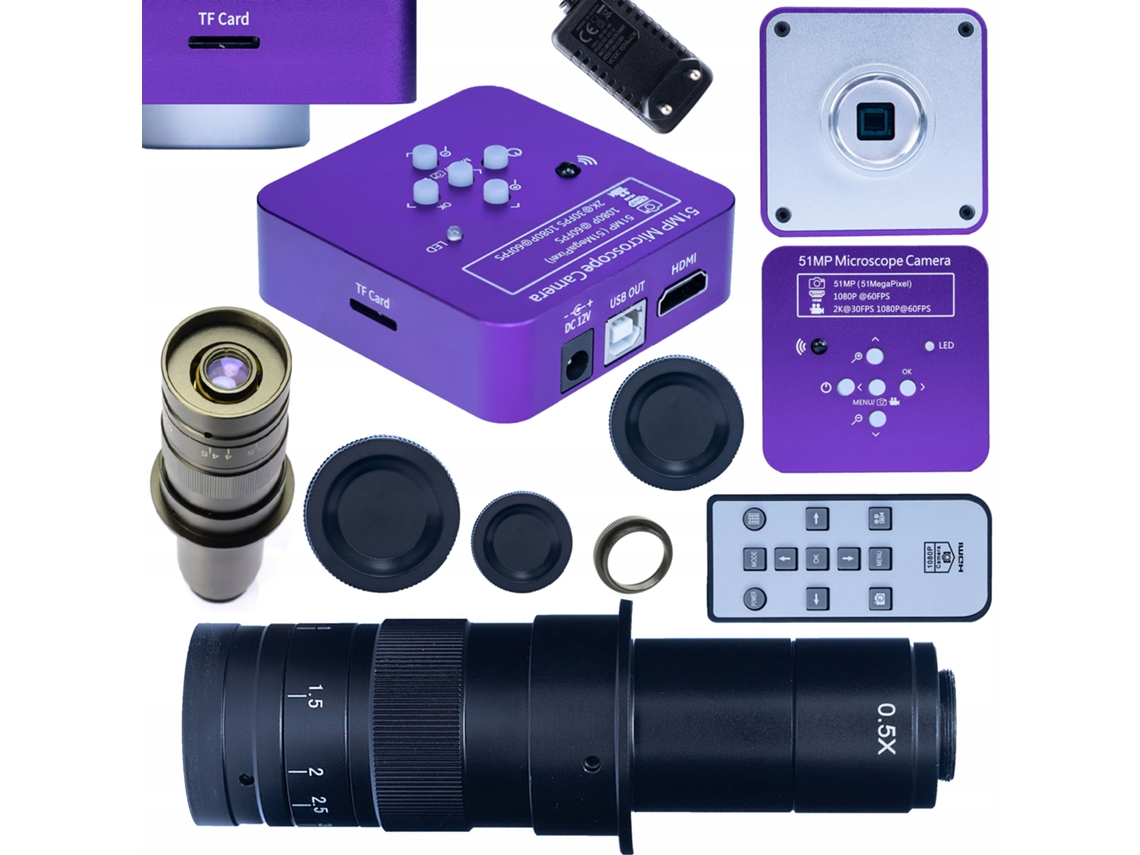 Microscopio Puppis Pink Pro 2 en 1 – 51 MP HDMI USB | Full HD 4K | Búsqueda avanzada