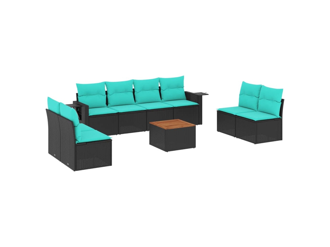 Maison Exclusive - Conjunto De Sofá De Jardín De 9 Piezas Con Cojines, De Poliratán Negro