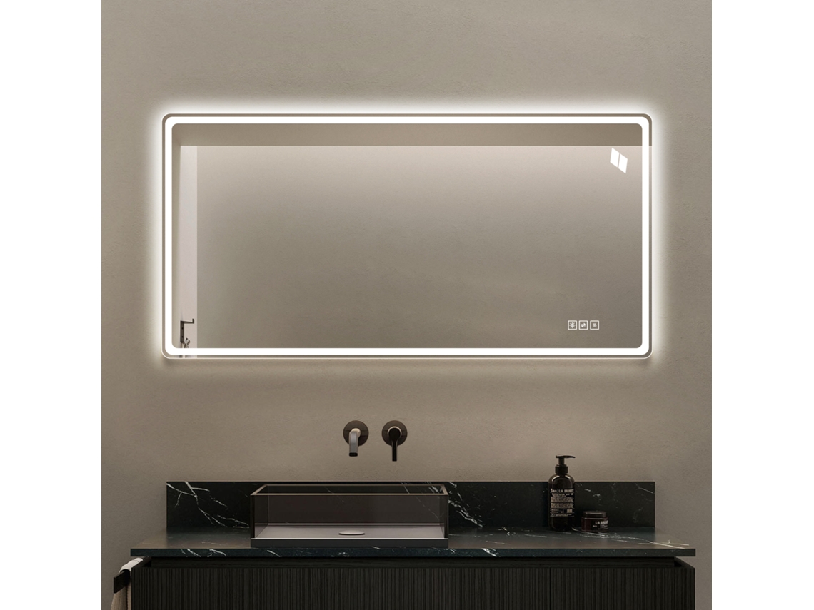 Espejo De Baño Led 60×120 Cm - Sin Marco, Iluminado, Control Táctil Regulable, 3 Temperaturas De Color, Anti-vaho, Vidrio Hd Sin Cobre - Plata
