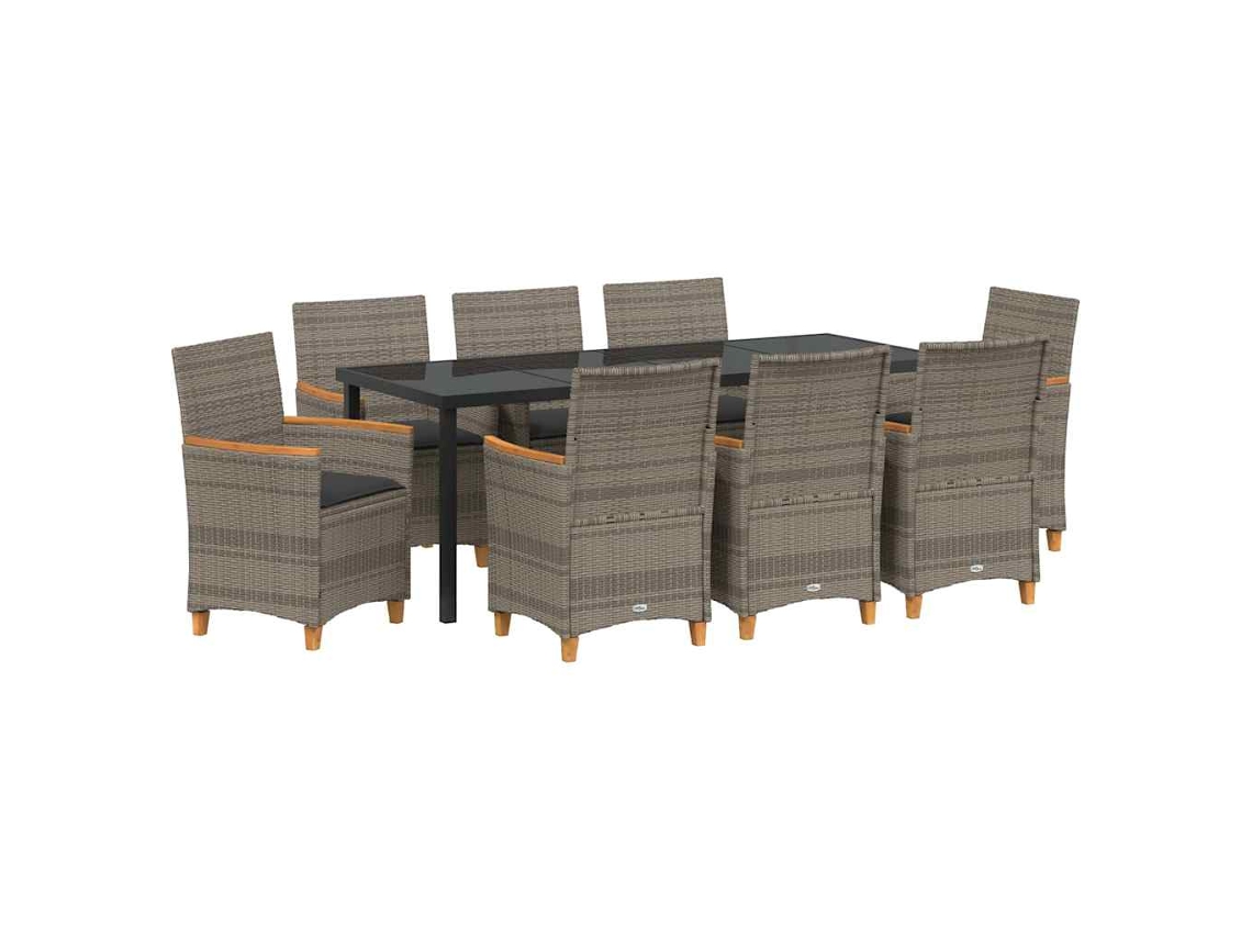 Maison Exclusive - Conjunto De Comedor De Jardín 9 Pcs Gris Ratán Sintético
