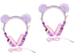 Auriculares De Dos Piezas Para Niños Y Niñas Con Micrófono Y Diseño Peludo.