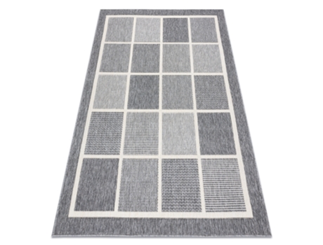 Alfombra Spring 20426332 Sisal Cuadrícula, Marco Bucle - Gris (140 x 200 cm)