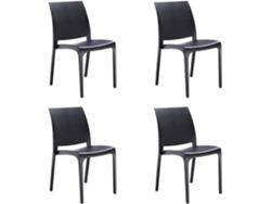 Silla apilable de resina fabricada en Italia diseño para interior y exterior SOFIA Negro 4 piezas DIVINA HOME
