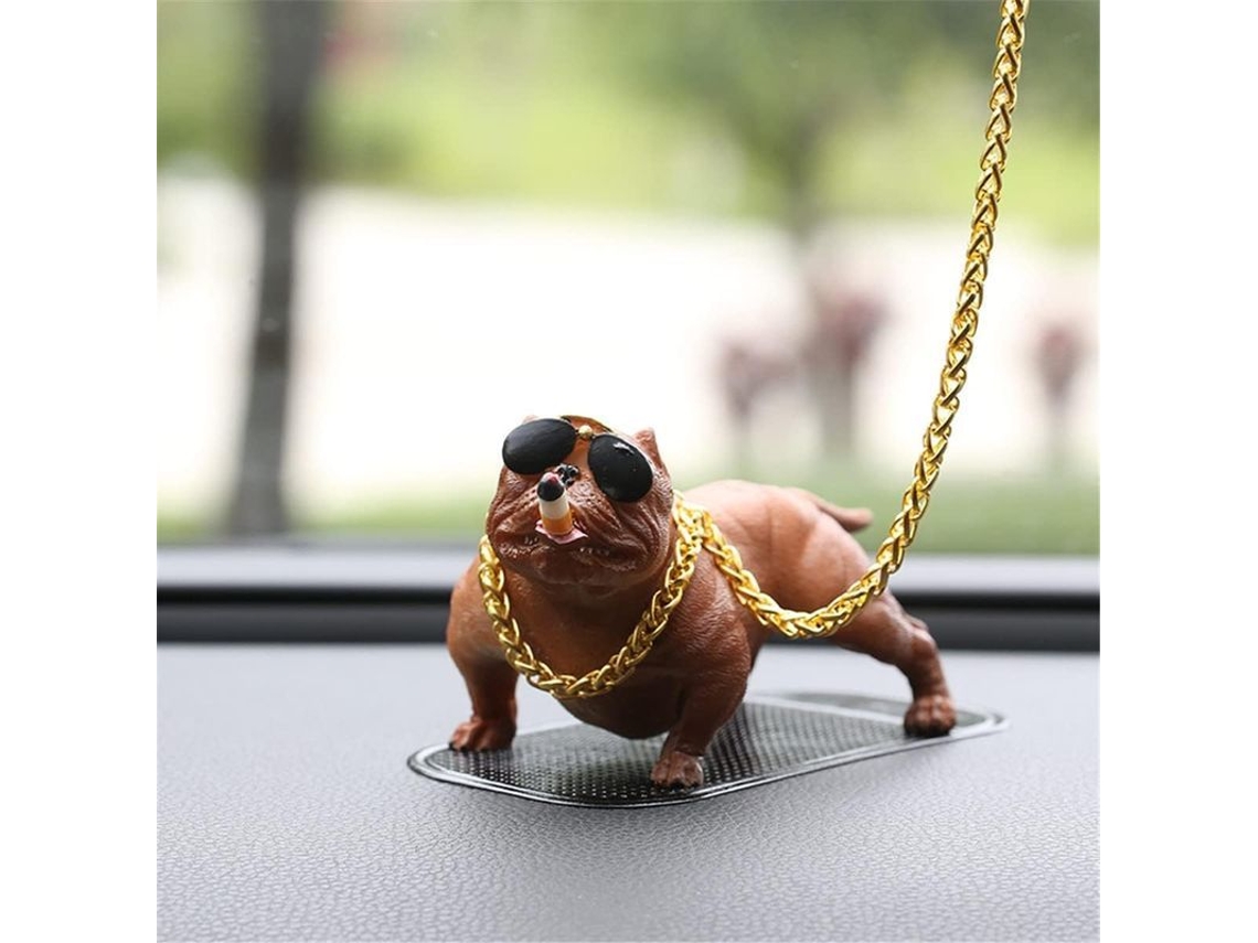 2026-figura De Perro Bully Para Dashboard Coche Decoración Resina Simulación Cool Linjou Marrón