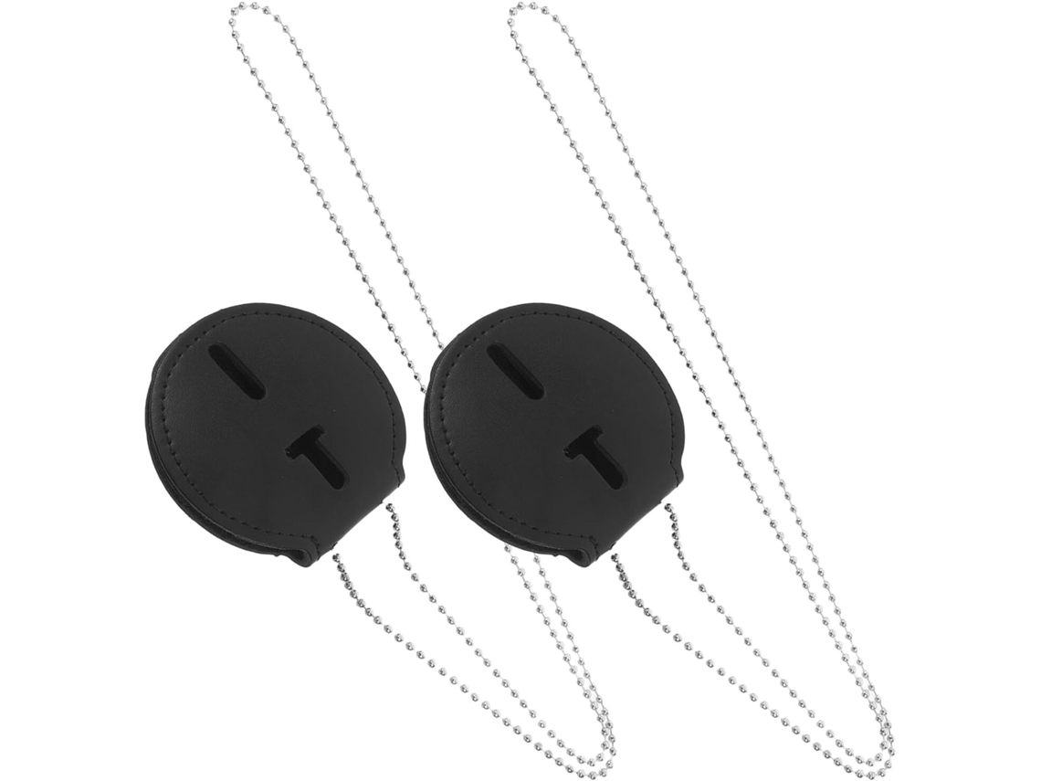 Juego De 2 Portatarjetas Redondos De Cuero Con Cadena Y Clip Para Tarjetas De Identificación Y Credenciales.
