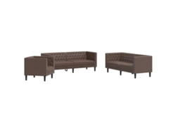 Maison Exclusive - Juego De Sofás Chesterfield 3 Piezas Cuero Sintético Marrón