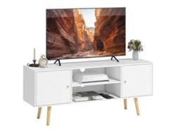 Mueble Tv Escandinavo 120cm 2 Puertas 2 Estantes Gestión Cables Blanco
