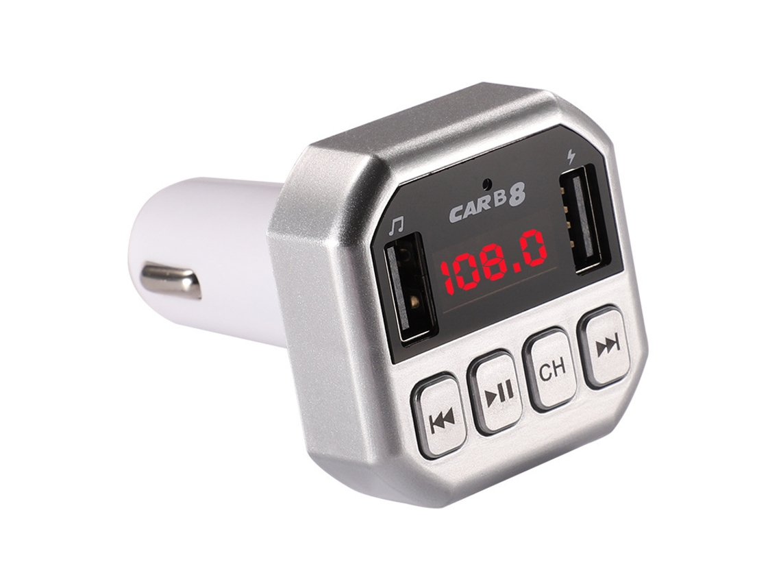 Transmisor de FM YIZHOOD B8 Mp3 Bluetooth 5.0 Dual USB Cargador de coche U disco / Tarjeta TF sin pérdidas plata