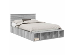 Maison Exclusive - Estructura De Cama Con Estante Manual Gris Sonoma 140 X 200 Cm