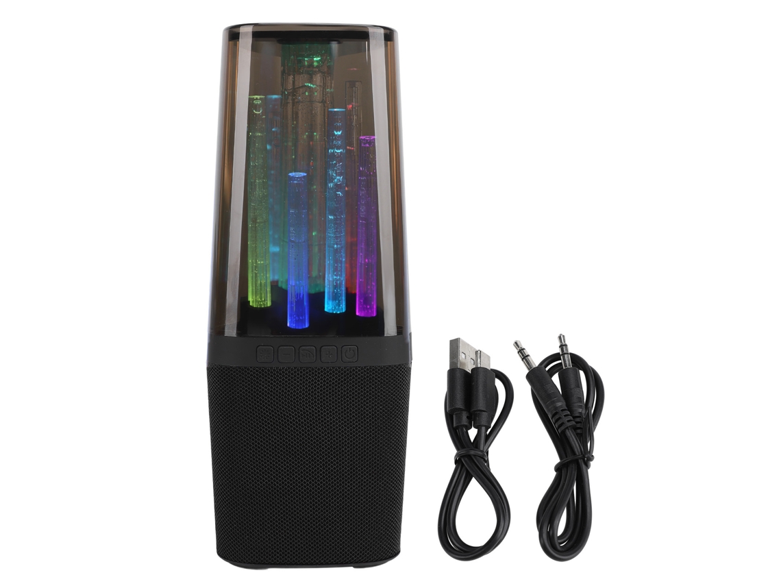 Caixa de som Mali Bluetooth portátil com luzes RGB, portas aux e USB, para exterior e mesa, preta