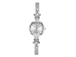 Reloj De Pulsera De Cuarzo Para Mujer Con Brazalete De Aleación De Plata Blanca, Estilo Moderno Disu