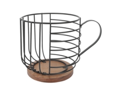 Cesta de almacenamiento para cápsulas de café con forma de taza, color negro sin palabras