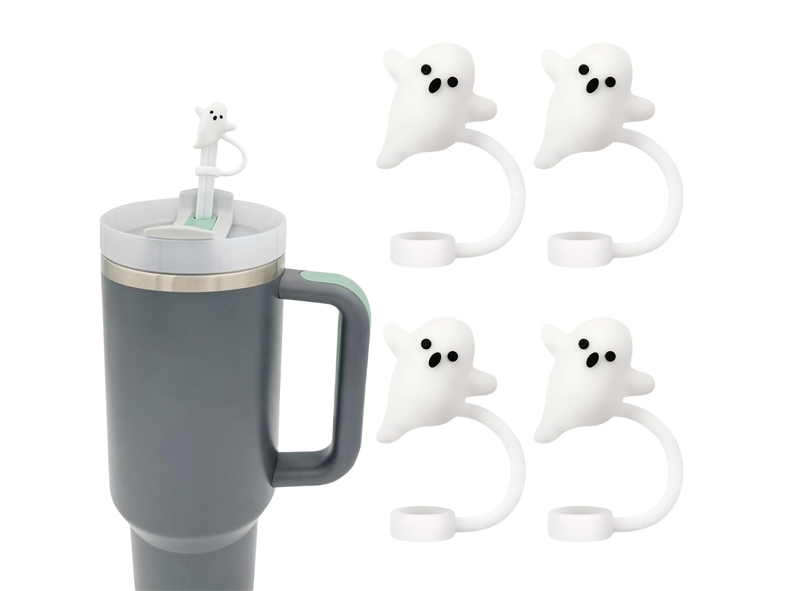 KOFIHETY Tapa Canudos de Fantasma, 4 Unidades, Silicona, Compatibles con Stanley Cup 30 40 oz, Accesorios Divertidos para Vasos