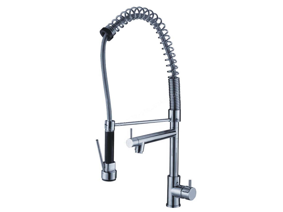 Grifo de Cocina Industrial con Ducha Doble y Tubo Flexible Cromado – (E34FM17C)