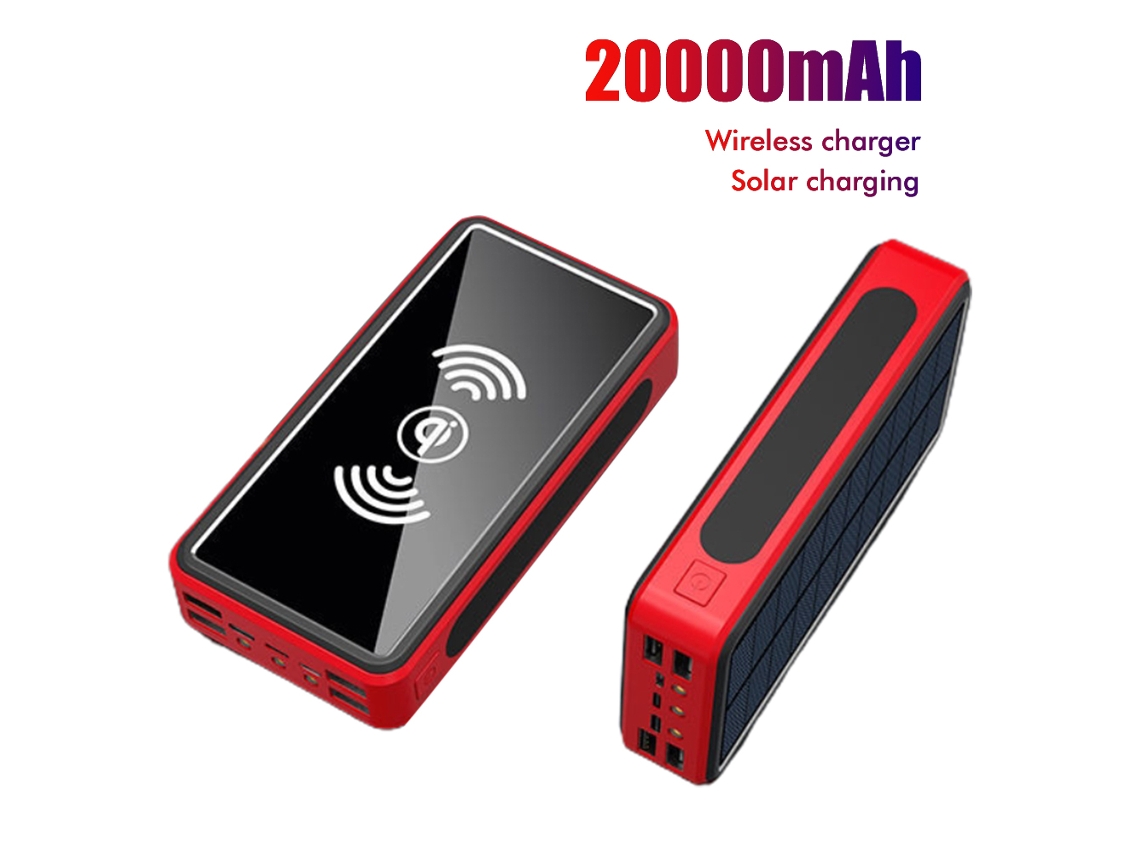 Cargador Solar Power Bank De 20000 Mah, Batería Externa, Móvil Inalámbrico Qi De Emergencia Para Exteriores