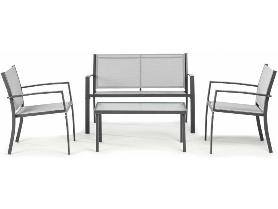 Juego Sofá KIEFERGARDEN Cancún (Gris-Acero galvanizado y textileno-231cm)