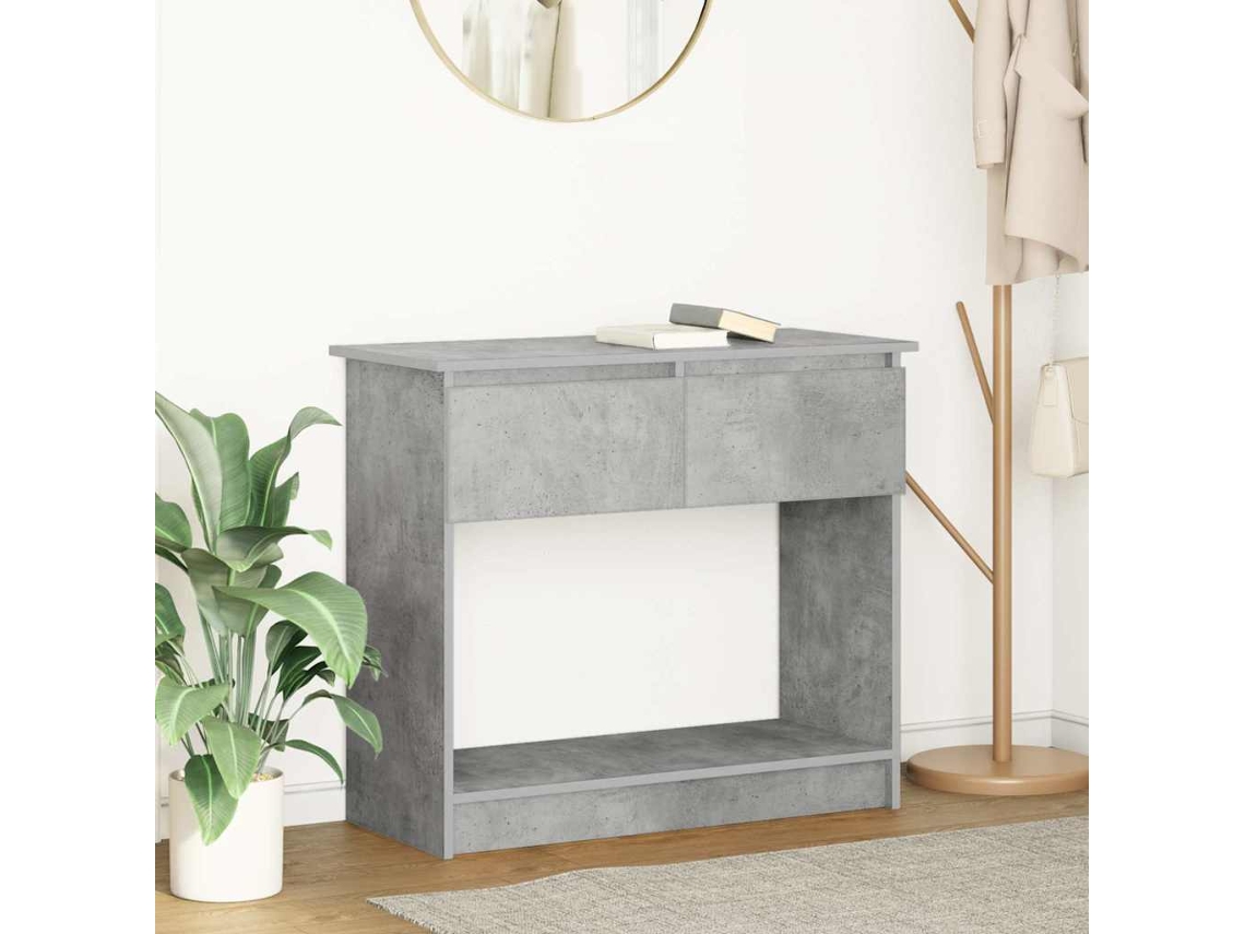 Mesa Consola | Mesa De Entrada | Mesa De Apoyo Con Cajones Gris Hormigón 85,5x38,5x74,5 Cm