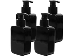 Frascos De Loción Recargables Con Dosificador, De Pet Negro, Paquete De 4, 150 Ml.