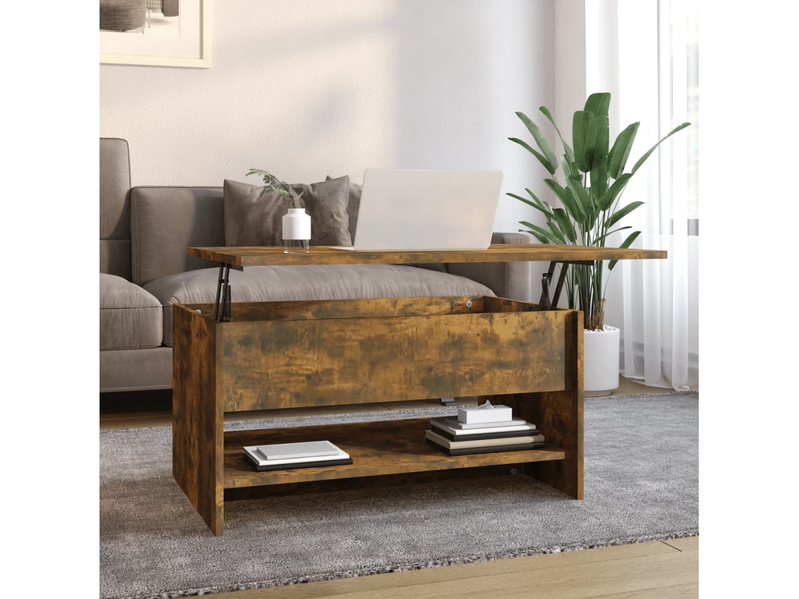 Mesa de Centro de Apoyo 80X50X40 Cm Derivados de Madera Roble Ahumado