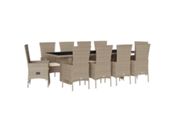 Conjunto 7 comedor de jardín VIDAXL con cojines ratán sintético beige