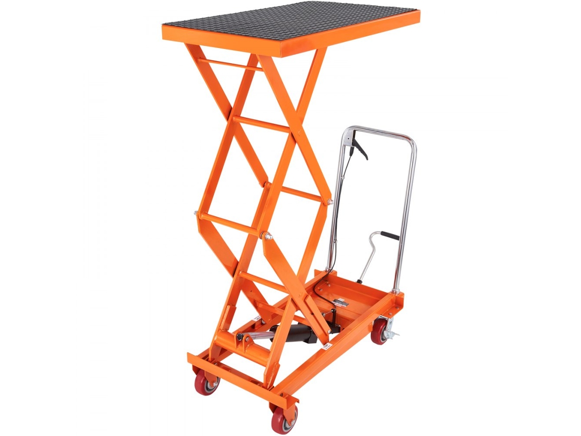 Mesa Elevadora de Doble Tijera 350kg Ajustable Hasta 150cm con Ruedas Tekmaquinas