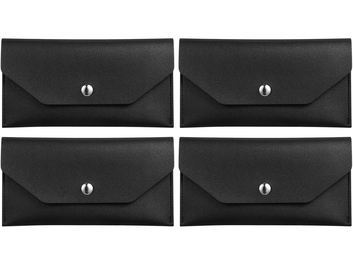 Cartera De Dinero De Pu Impermeable Y Resistente A Desgarros De 4 Piezas Con Cierre Presión