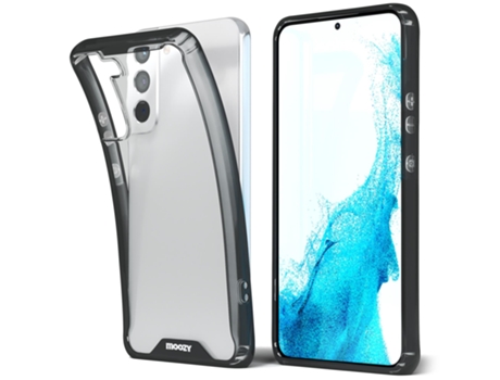 Funda Protectora MOOZY Xframe a Prueba de Golpes para Samsung S22 – Transparente con Borde Negro Funda Híbrida Transparente de Doble Color con Bord...
