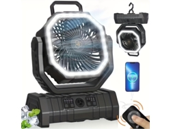 Ventilador De Camping Portátil Usb Con Luz Led 4 Velocidades De Viento (negro) Gertiz